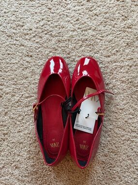 Zara Cherry Red Patent Mary Jane Flats